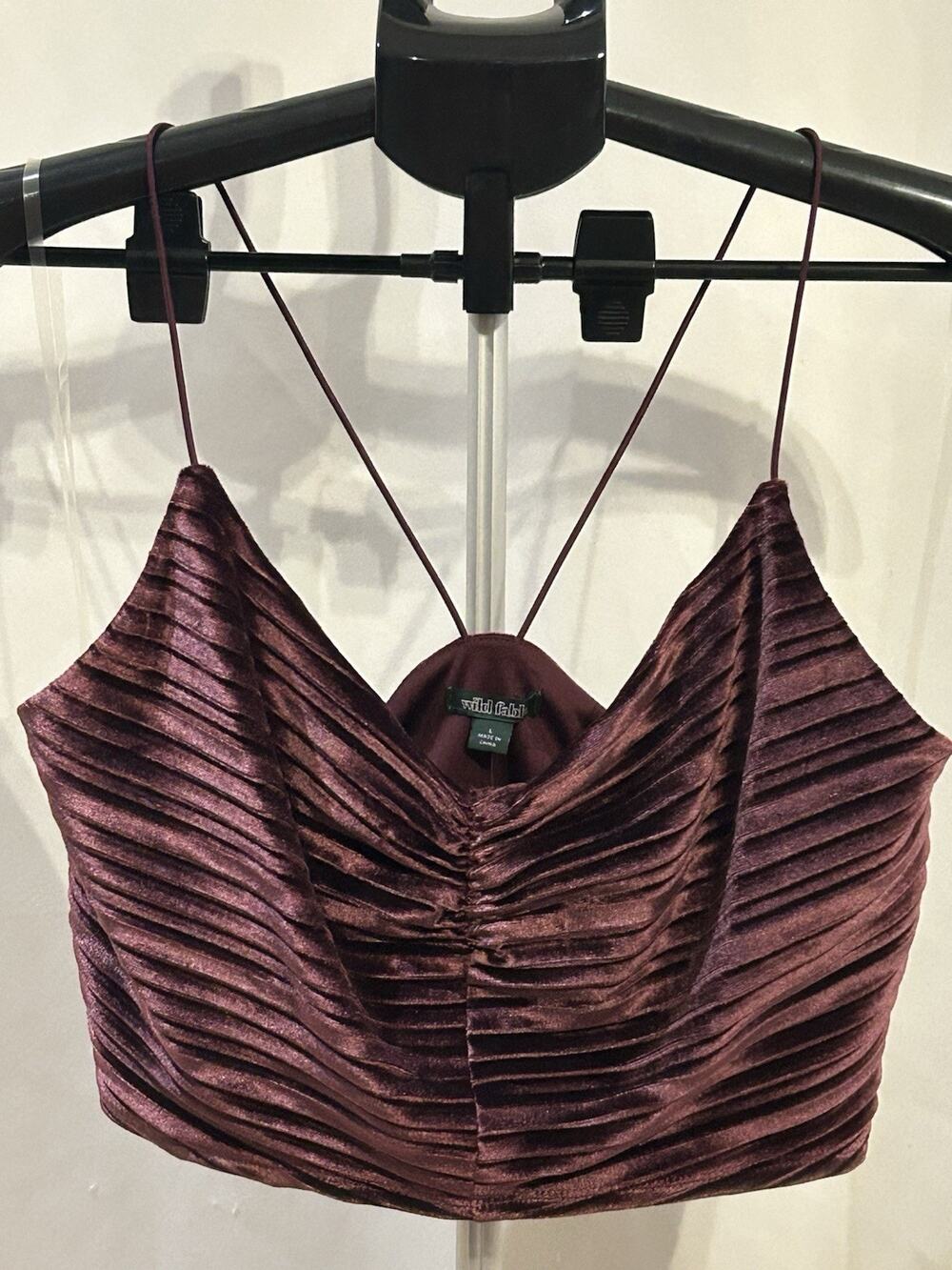 NWT Wild Fable Burgundy Satin Crop Top Women's size L